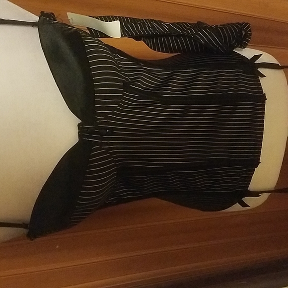 INTIMATE BASICS BLACK AND WHITE PIN STRIPE BUSTIER @ THONG - Picture 2 of 6